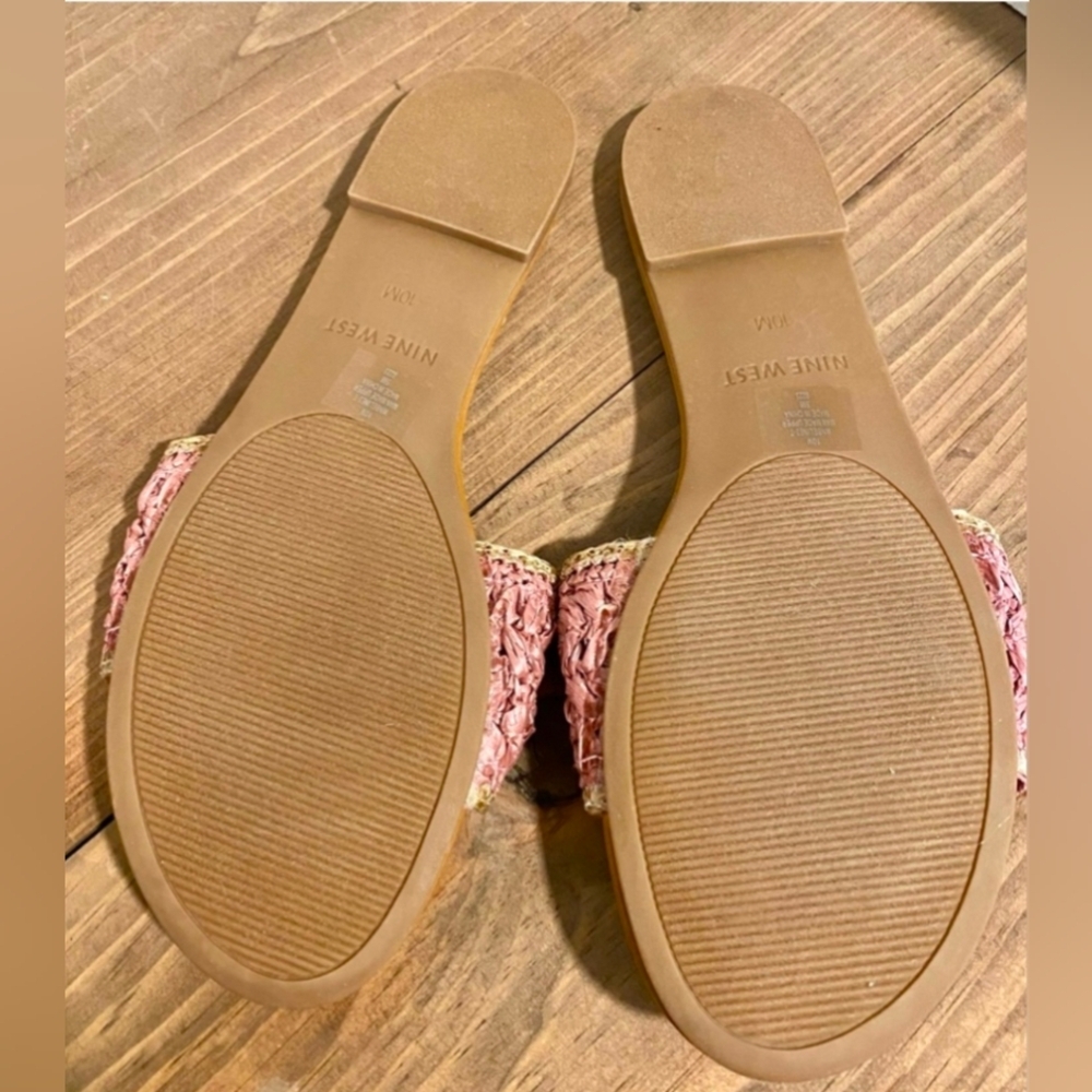 Nine West Women's Pink and Tan Beehive Slide Sandals, Like New, Size 10 - Picture 5 of 5